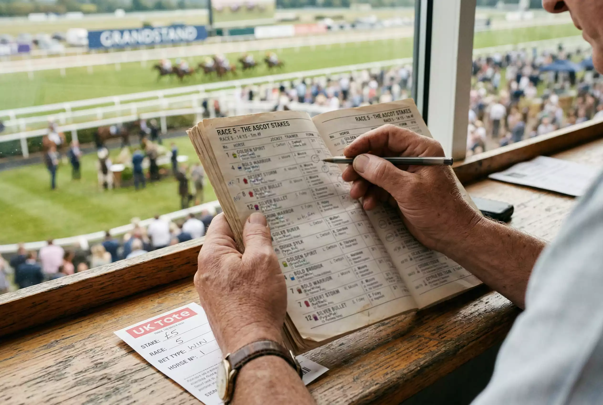 Formulário de apostas em corrida de cavalos com opções de Vencedor, Place e Exata
